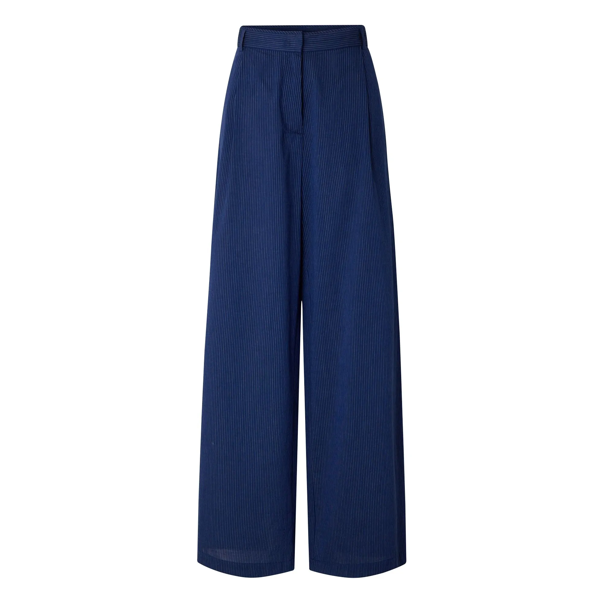 Pantalon Rayures Coton Provencia | Bleu marine- Image produit n°0