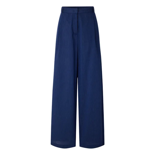 Pantalon Rayures Coton Provencia | Bleu marine