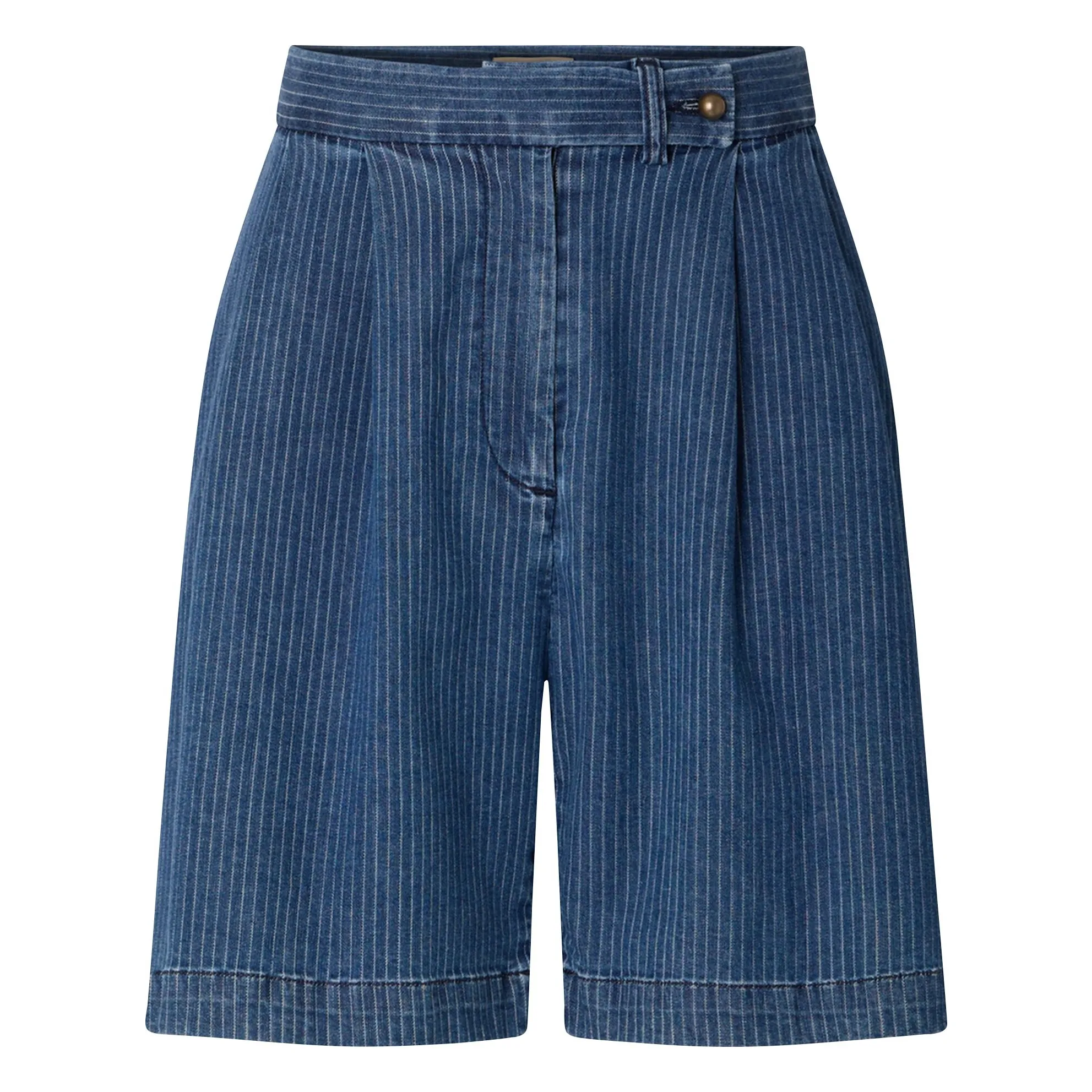 Sessùn Navy Blue Santa Port Cotton Stripe Shorts