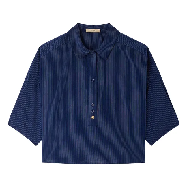 Hemd Streifen Baumwolle U | Navy