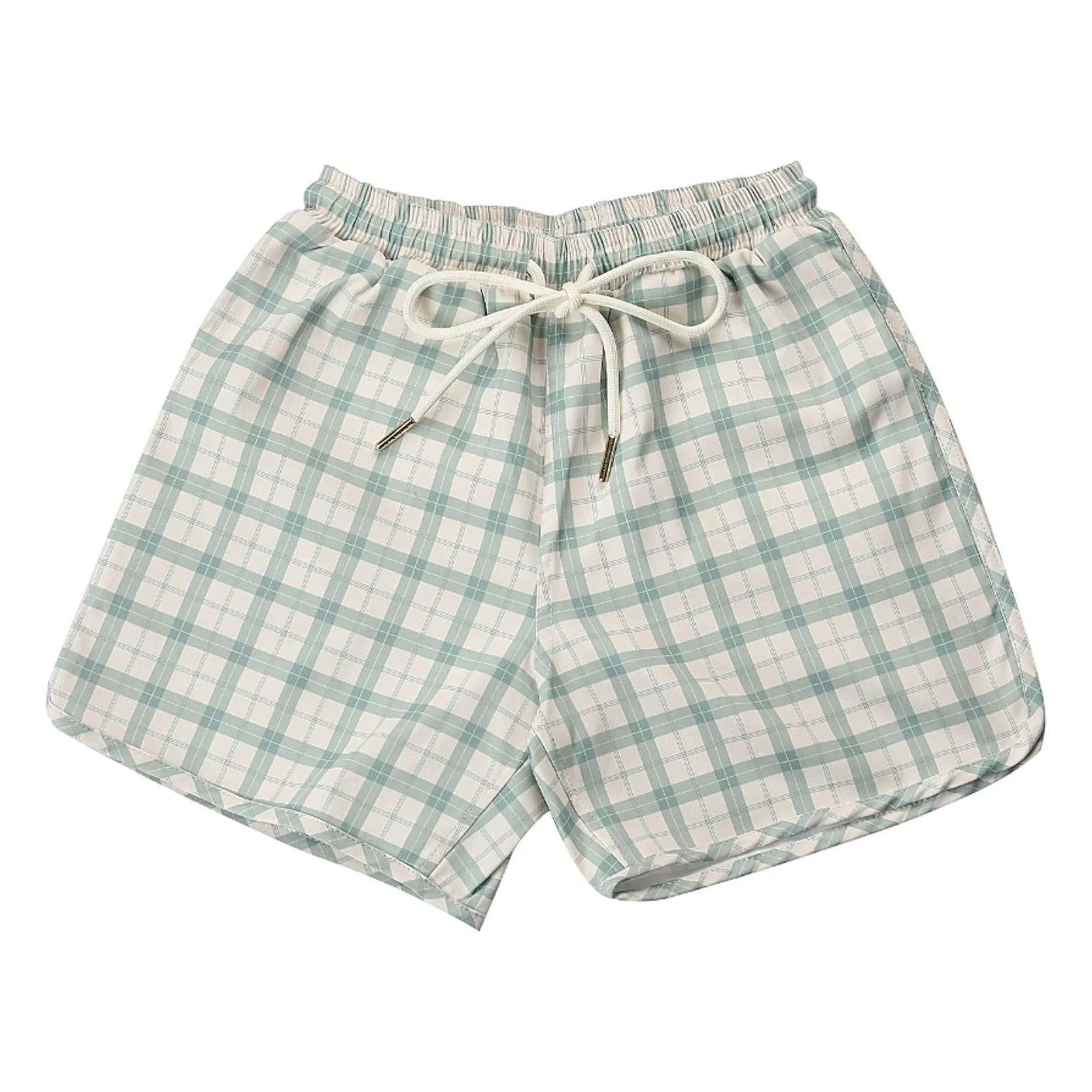 Grech & Co Pale Green Recycled Fiber Tile Swim Shorts