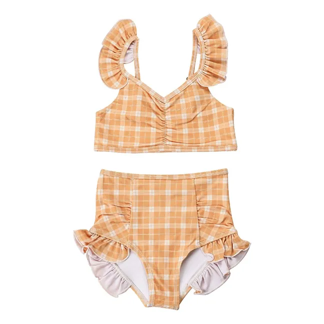 Costume da bagno 2 pezzi con volant Fibra riciclata | Arancione