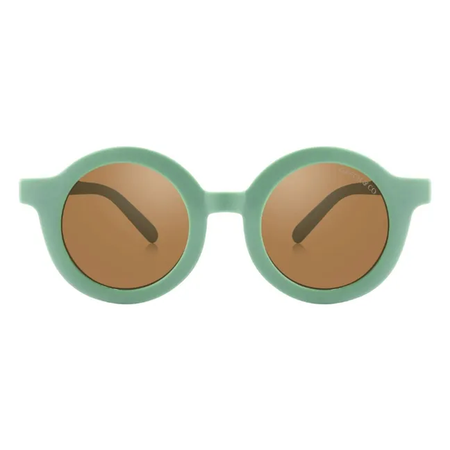 Gafas de sol originales redondas polarizadas de fibra orgánica | Verde Pálido