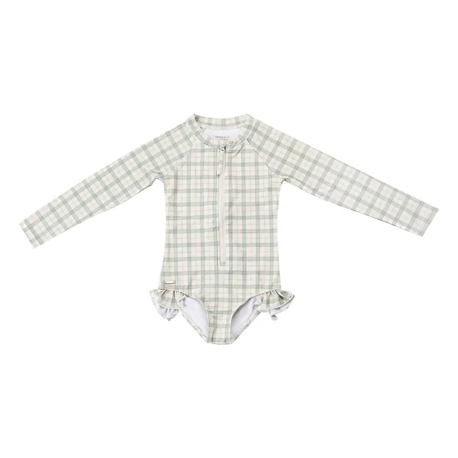 Maillot de Bain 1 Pièce Volants Careaux Fibres Recyclées | Vert pâle