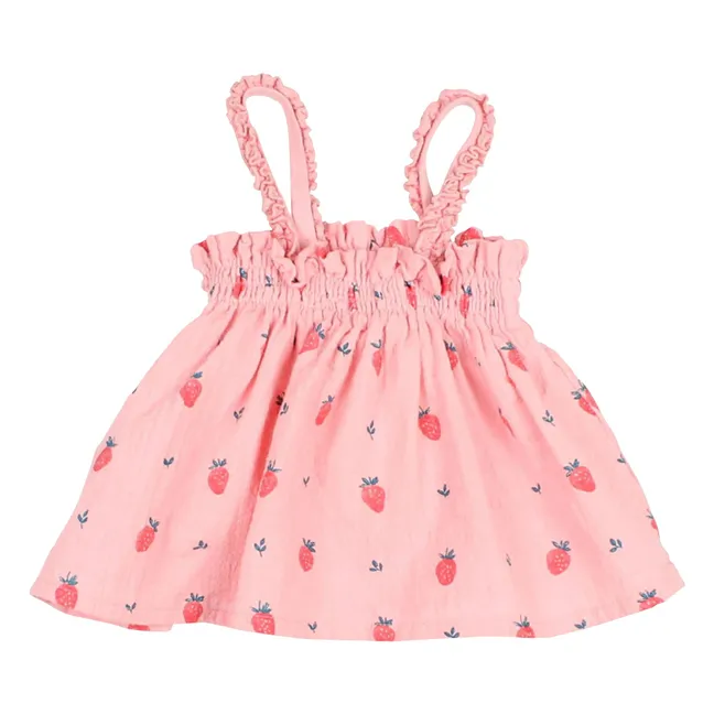 Top Fraises Coton Bio | Rose bonbon