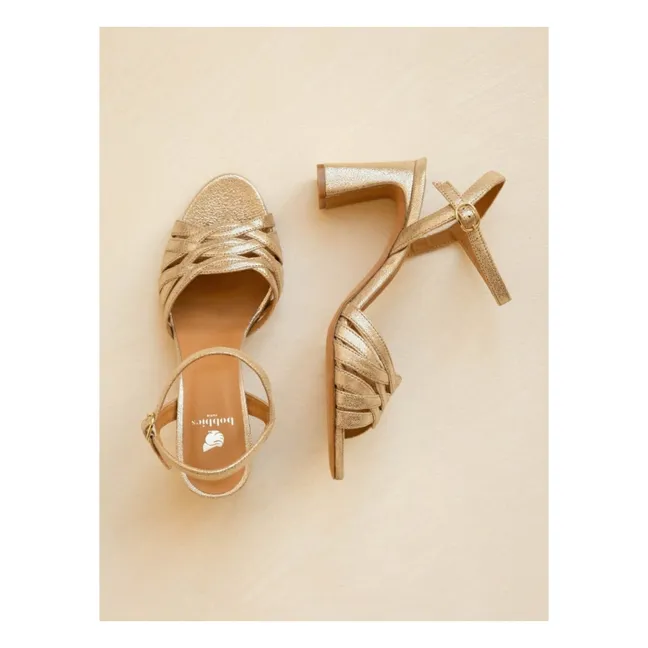 Sandalias Loren Lamé de piel | Champagne