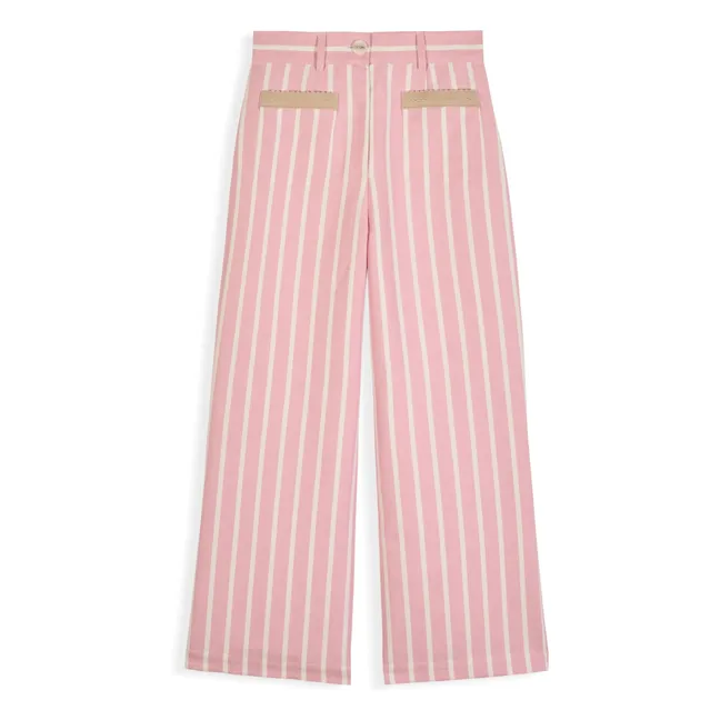 Pantalón de rayas de algodón Niza | Rosa