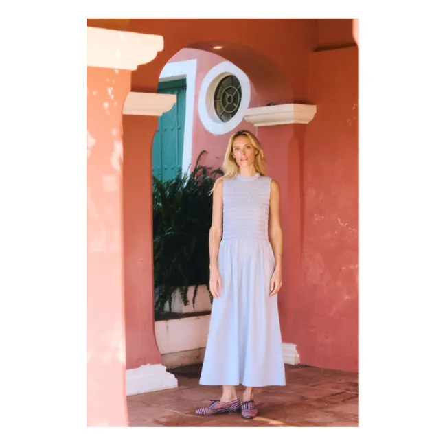 Vestido de rayas de algodón Saint Barth | Azul Cielo