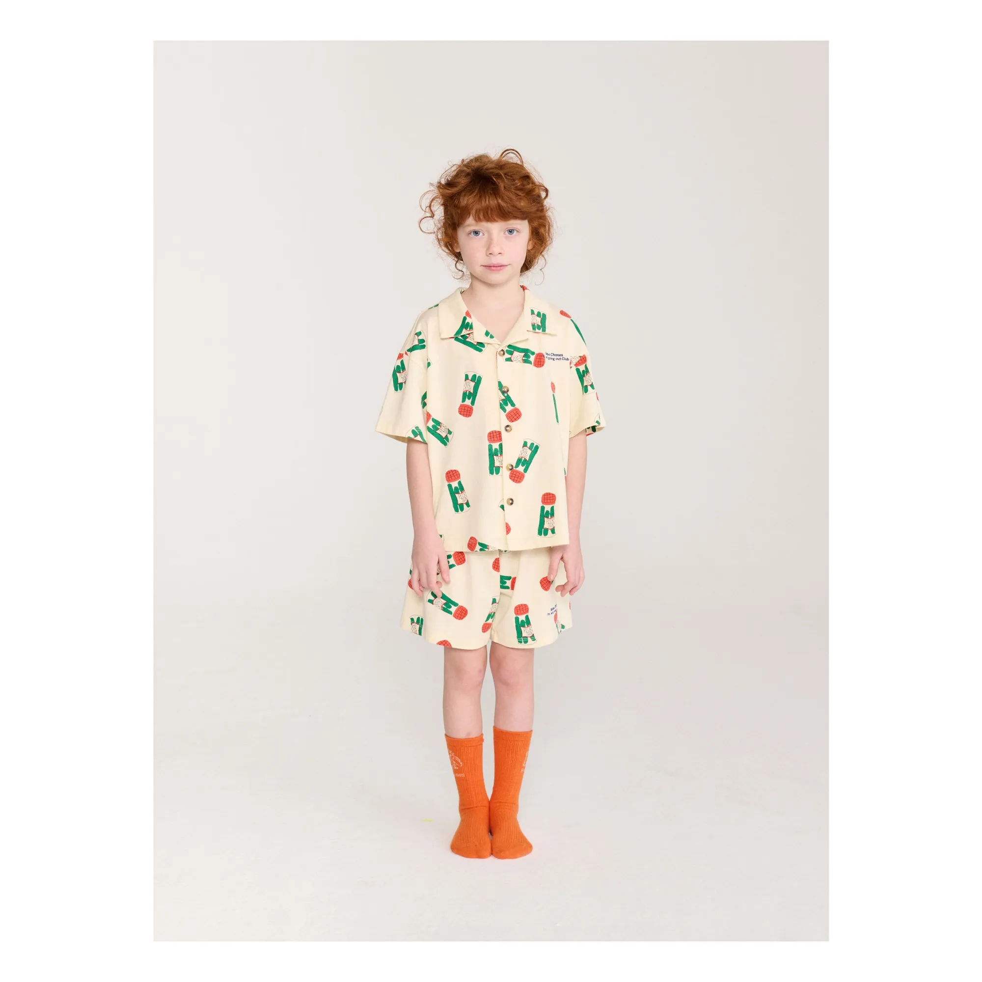 Bobo Choses Ecru Pickles Organic Cotton Shirt And Short Set