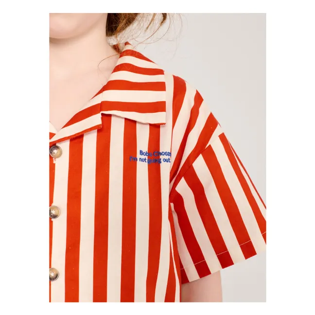 Striped Organic Cotton Shirt and Short Set | Red