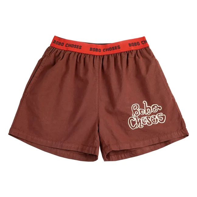 Bobo Choses Organic Cotton Elastic Shorts | Brown