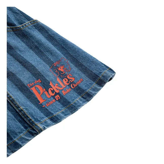 Jupe Denim Rayée Coton Bio | Bleu