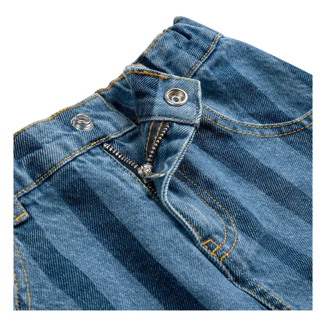 Jupe Denim Rayée Coton Bio | Bleu