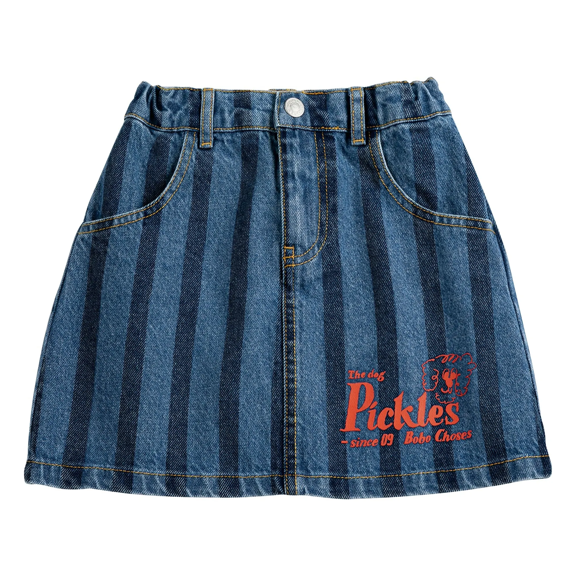 Bobo Choses Blue Striped Denim Skirt Organic Cotton