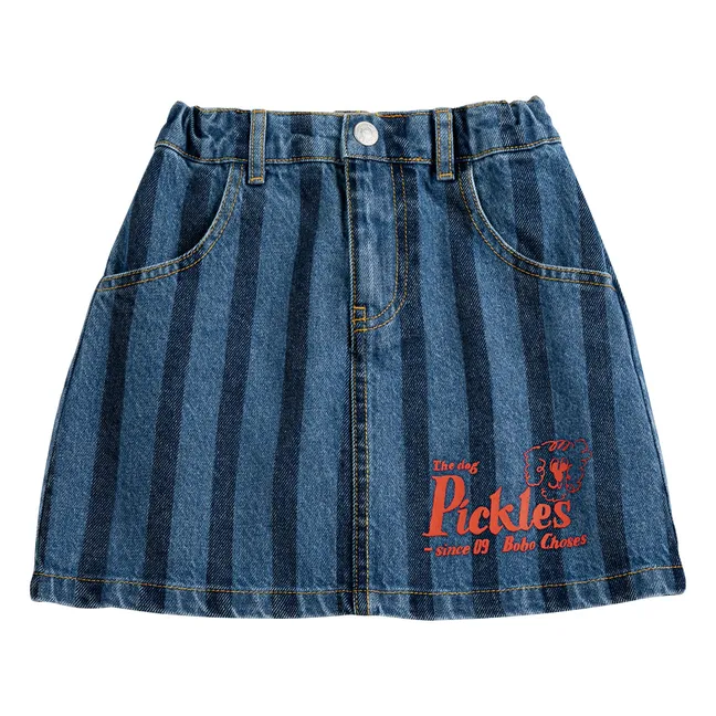 Jupe Denim Rayée Coton Bio | Bleu