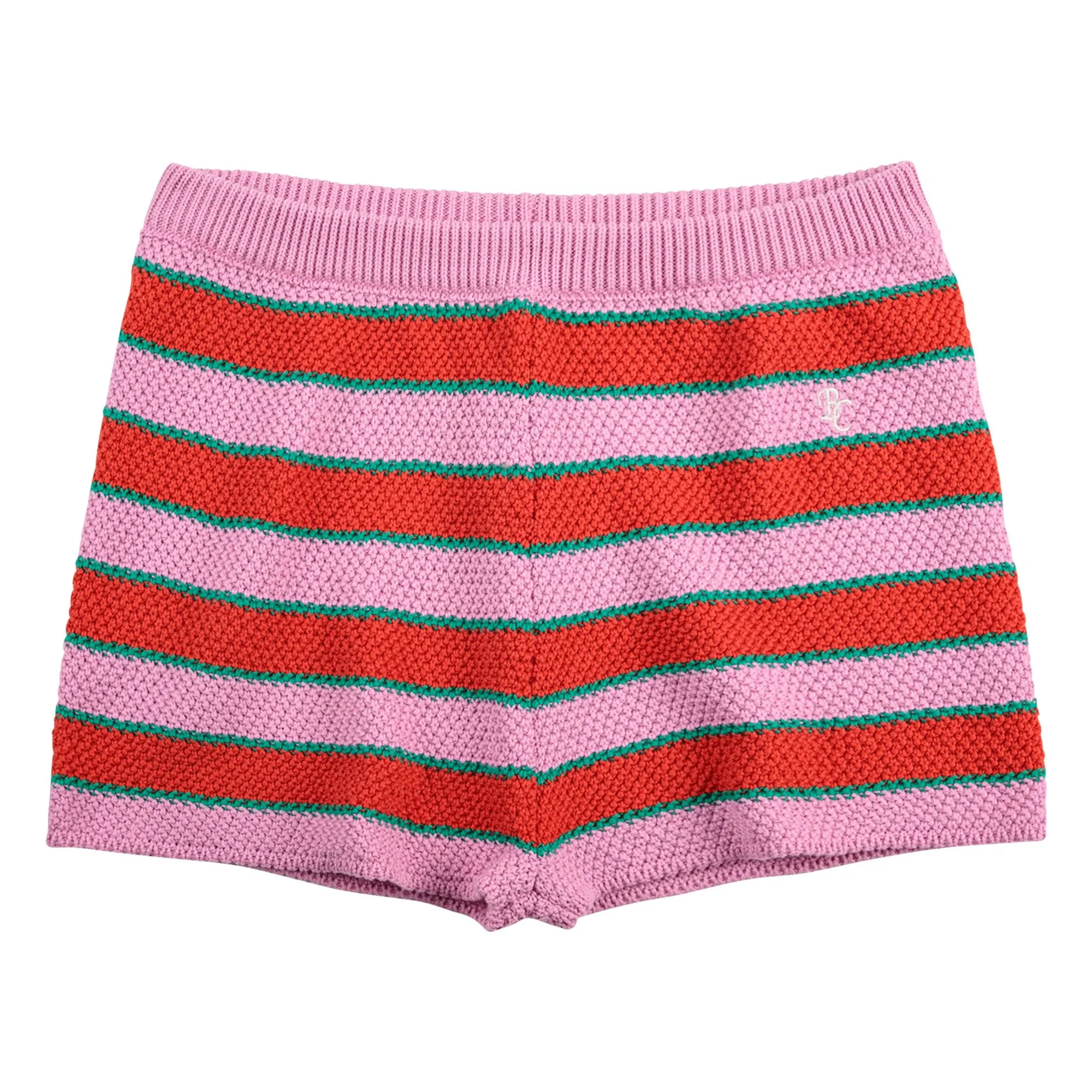 Short Rayures Coton Bio | Rose- Image produit n°0