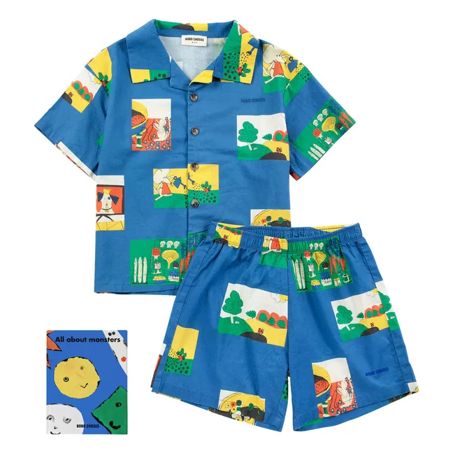 Ensemble Chemise et Short Pickles Coton Bio | Bleu roi
