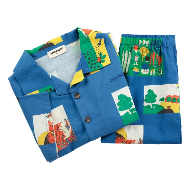 Ensemble Chemise et Short Pickles Coton Bio | Bleu roi