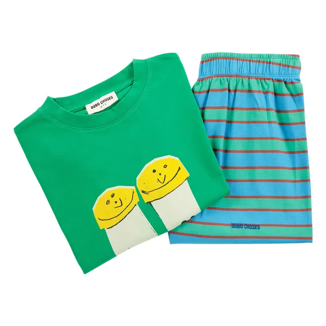 Conjunto de camiseta y pantalón corto Salt and Pepper de algodón orgánico | Verde