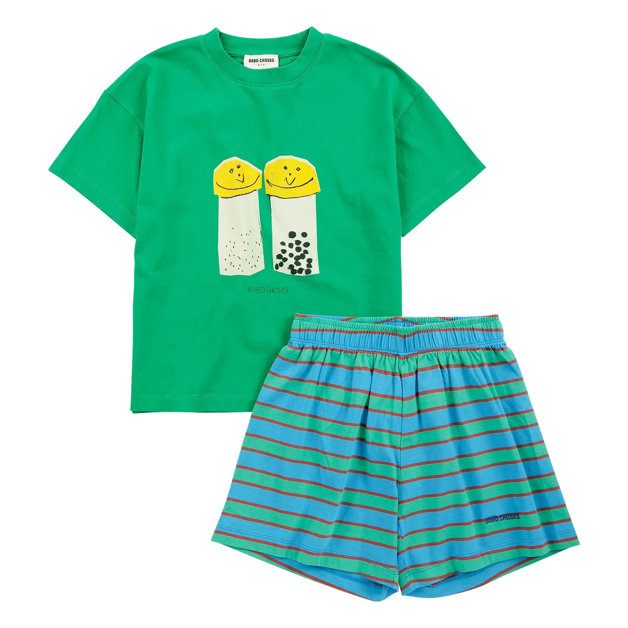 Ensemble T-shirt et Short Sel et Poivre Coton Bio | Vert- Image produit n°0