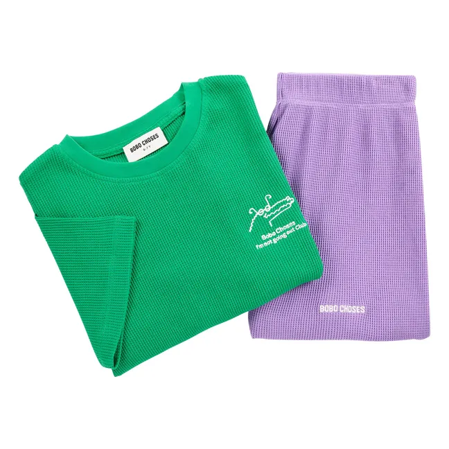 Ensemble T-shirt et Short Crocodile Coton Bio | Vert