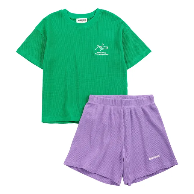 Ensemble T-shirt et Short Crocodile Coton Bio | Vert