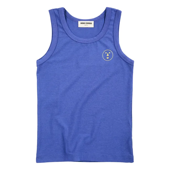 Camiseta de tirantes Have Fun Face Modal y algodón orgánico | Azul Rey