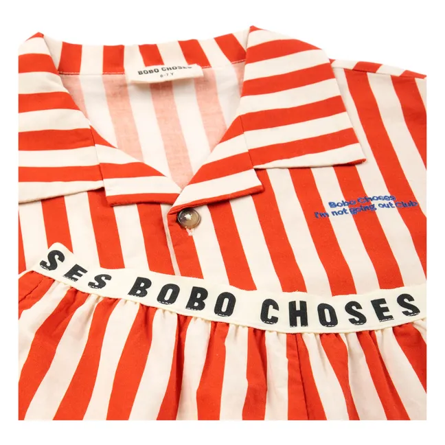 Striped Organic Cotton Shirt and Short Set | Red