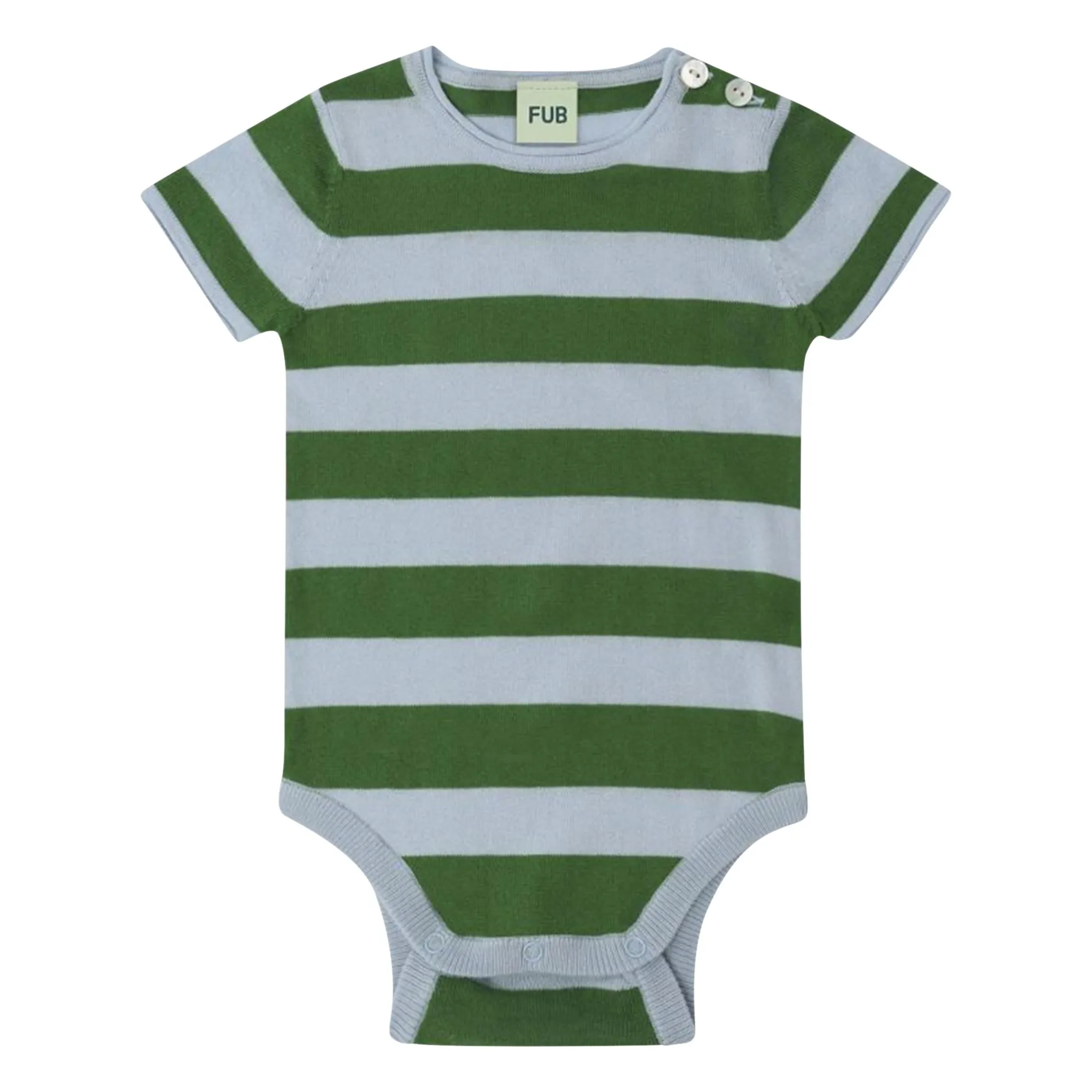 Fub Green Striped Organic Cotton Bodysuit