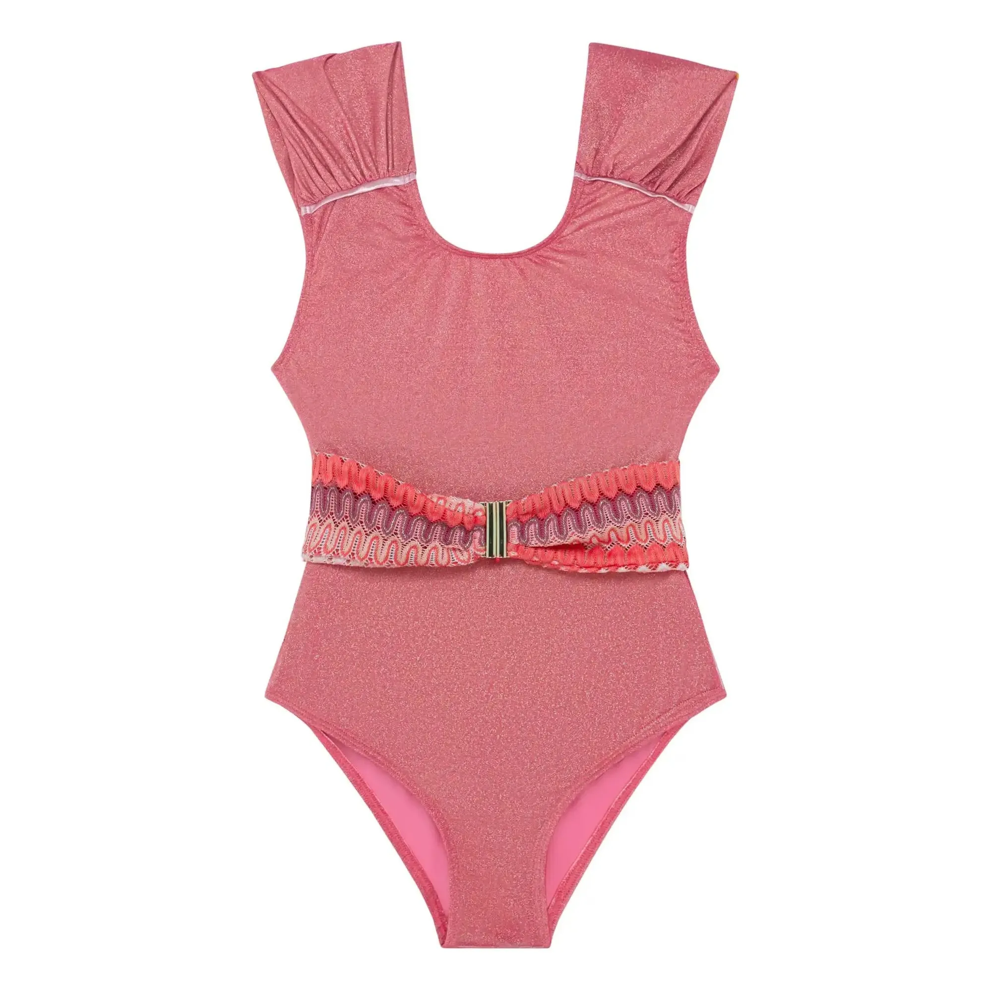 Lison Paris Girls Pink Dolce Vita Metallic 1-Piece Swimsuit