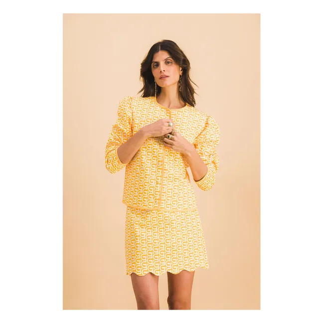 Falda marrón de algodón | Amarillo