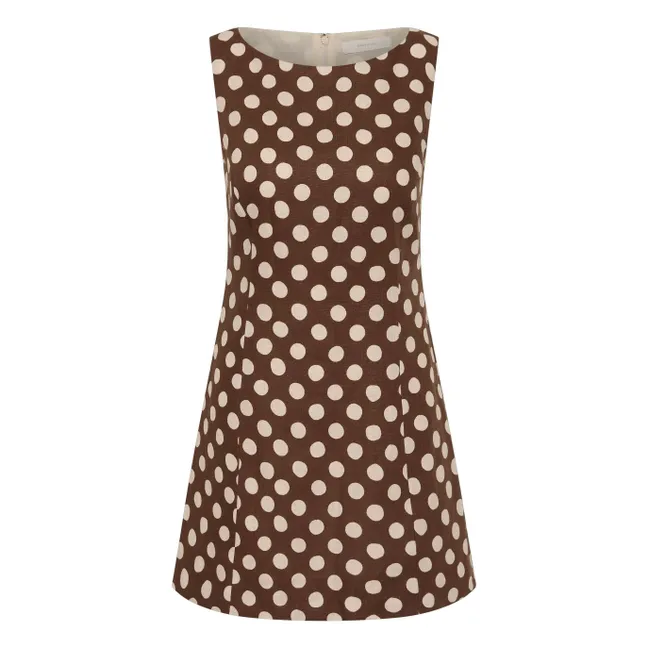Robe Pois Lydie Lin et Coton | Chocolat