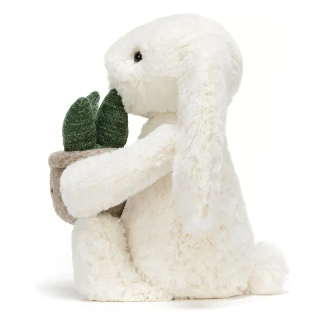 Peluche Cream Bunny with Plant