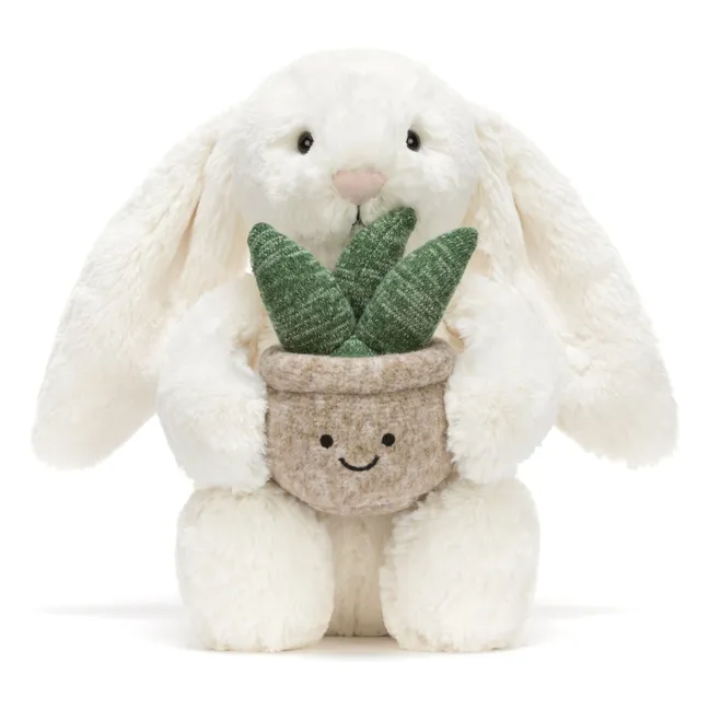 Peluche Cream Bunny with Plant