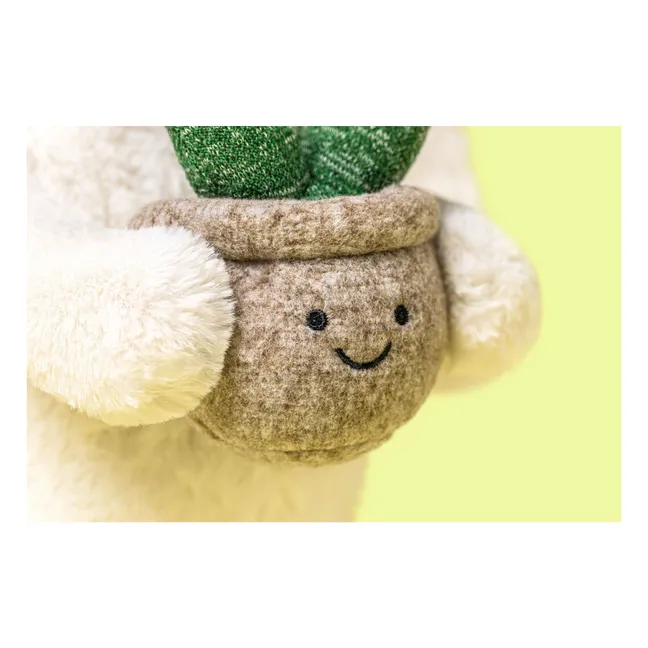 Peluche Cream Bunny with Plant