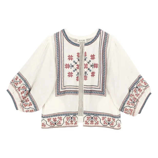 Veste Brodée Calista Coton | Ecru