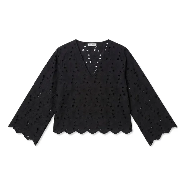 Blouse Brodée Gabriella Coton | Noir