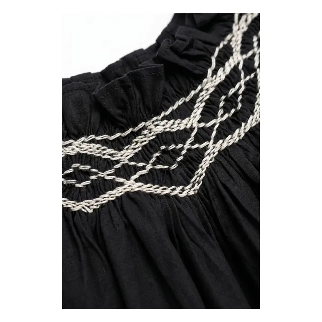 Top de popelina de algodón Mykonos | Negro