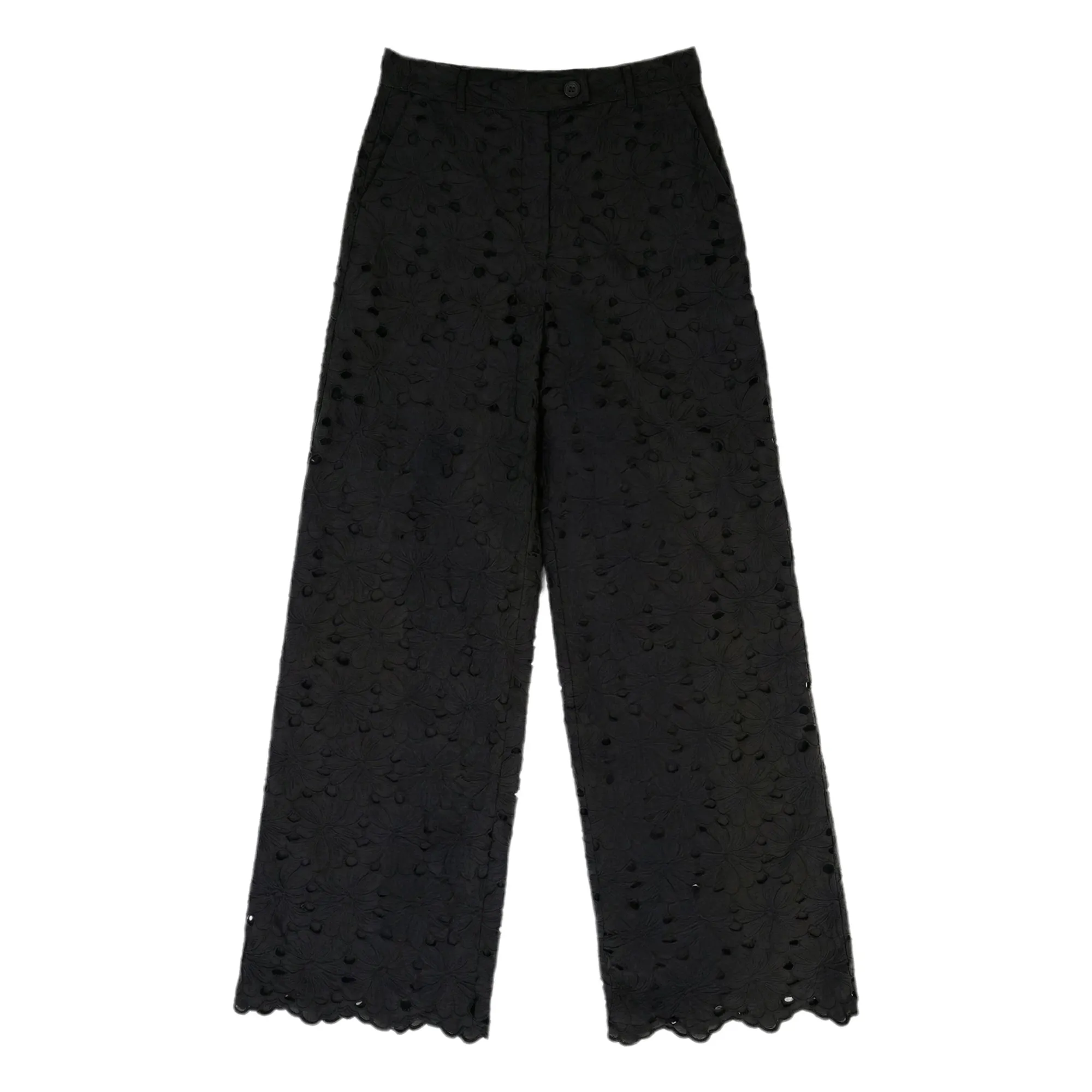 Bellepiece Black Sicily Cotton Embroidered Pants