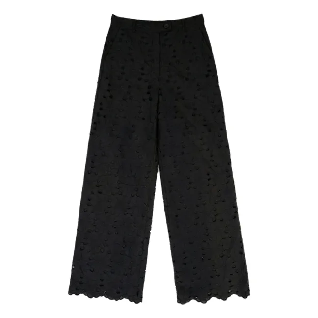 Pantalon Brodé Sicile Coton | Noir