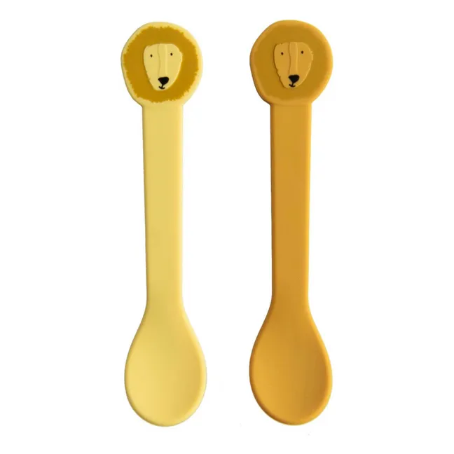 Juego de 2 cucharas de silicona Mr. Lion | Amarillo