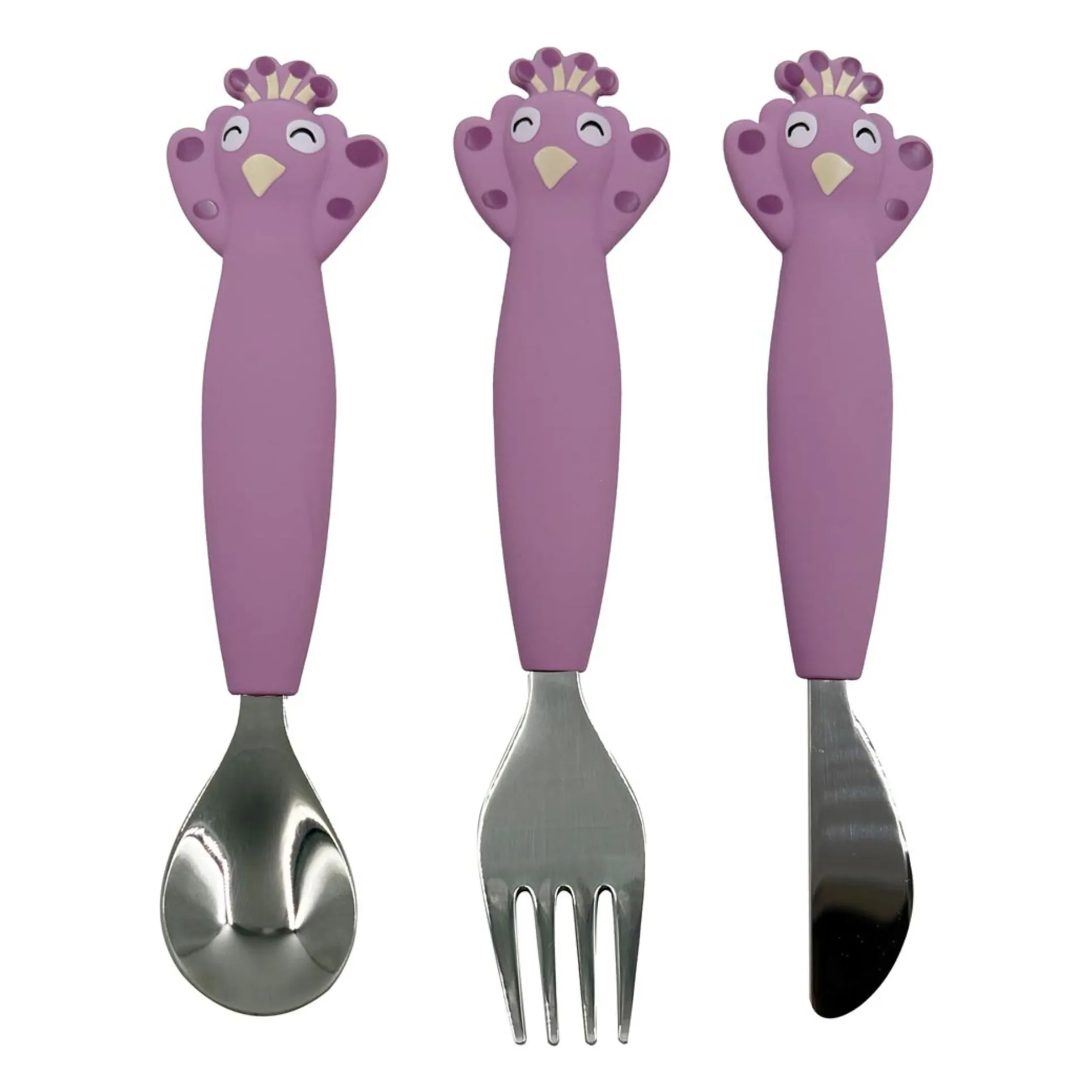 Trixie Purple Mrs. Peacock Silicone Cutlery - Set Of 3