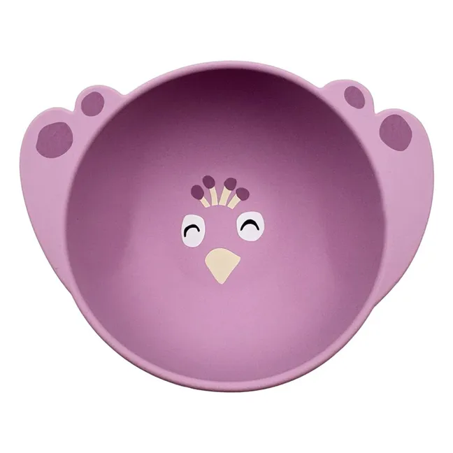 Mrs. Peacock Silicone Bowl with Suction Cup | Purple