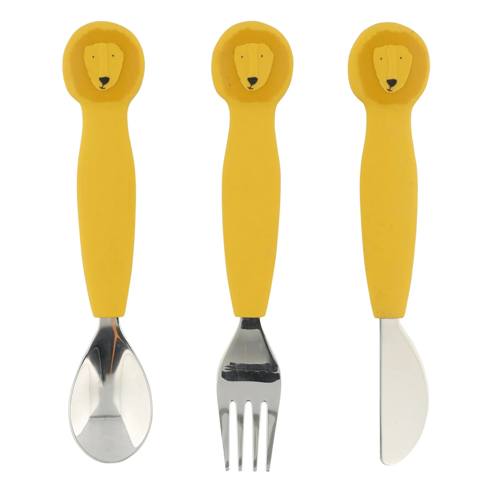 Trixie Yellow Mr. Lion Silicone Cutlery - Set Of 3