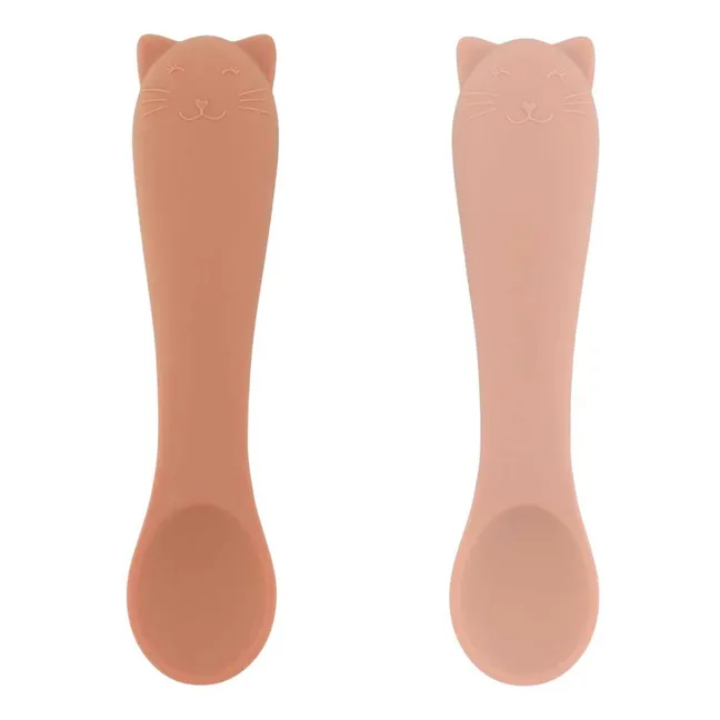 Cuillières Bébé Mrs. Cat - Set de 2 | Rose