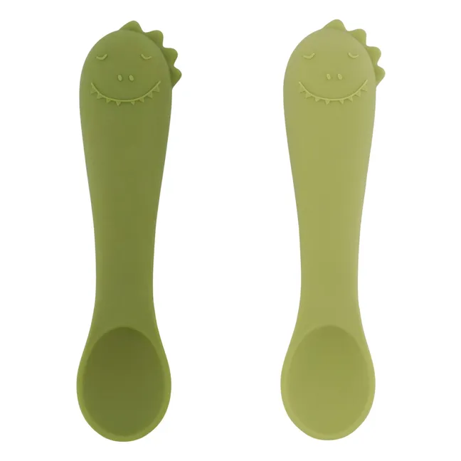 Mr. Dino Baby Spoons - Set de 2 | Verde