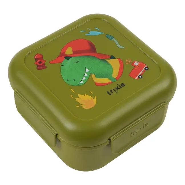 Boîte à Goûter Clips Fireman Mr. Dino | Vert