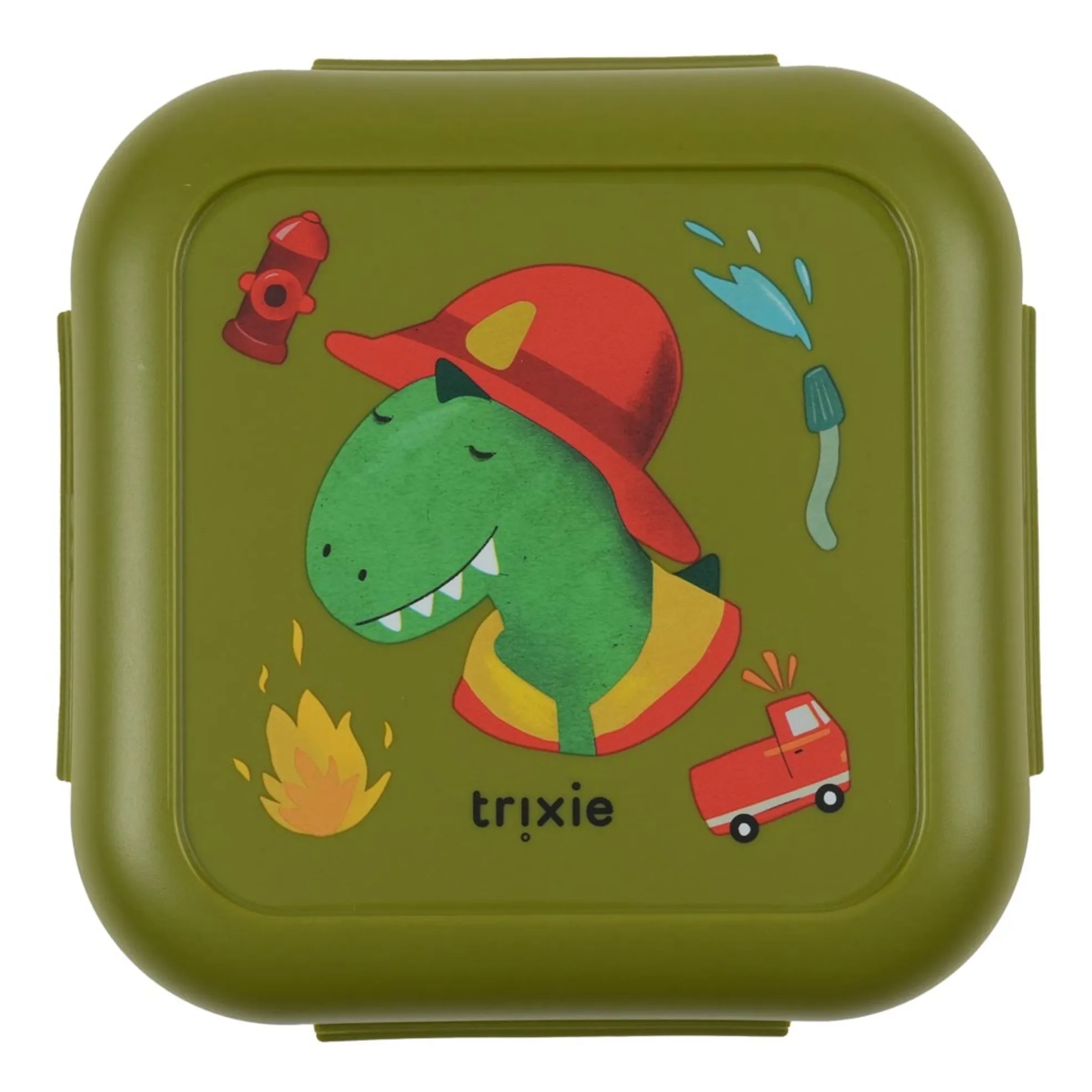 Trixie Green Snack Box Clips Fireman Mr. Dino