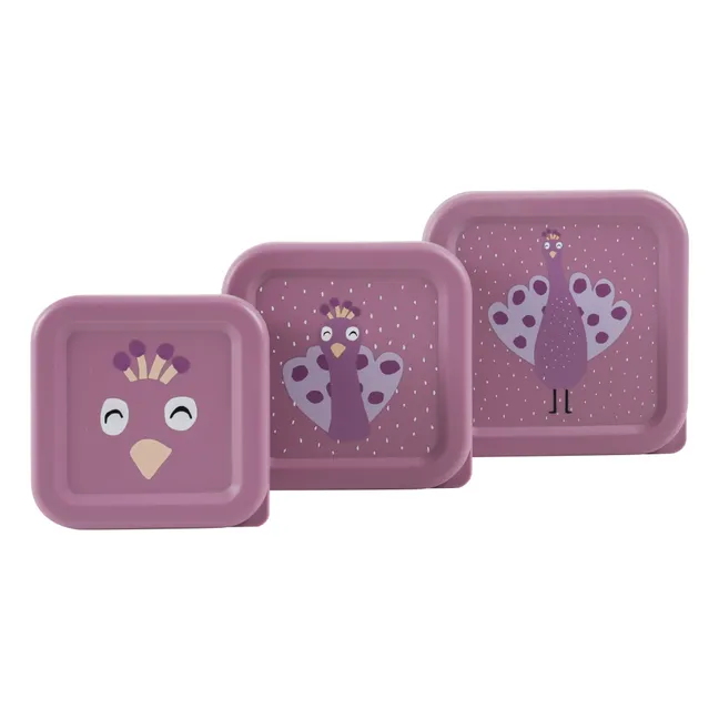Mrs. Peacock Scatole per snack da 3 pezzi | Viola