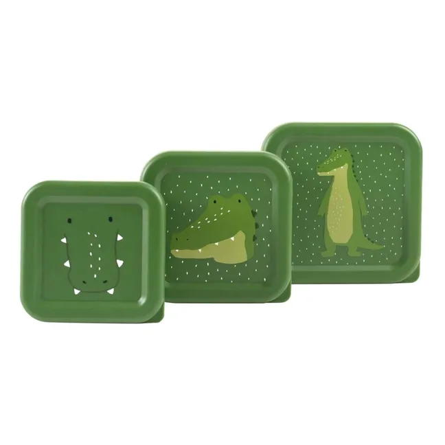Boîtes à Goûter 3 Pièces Mr. Alligator | Vert